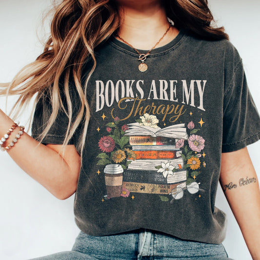Books Are My Therapy Comfort Colors Graphic Tee