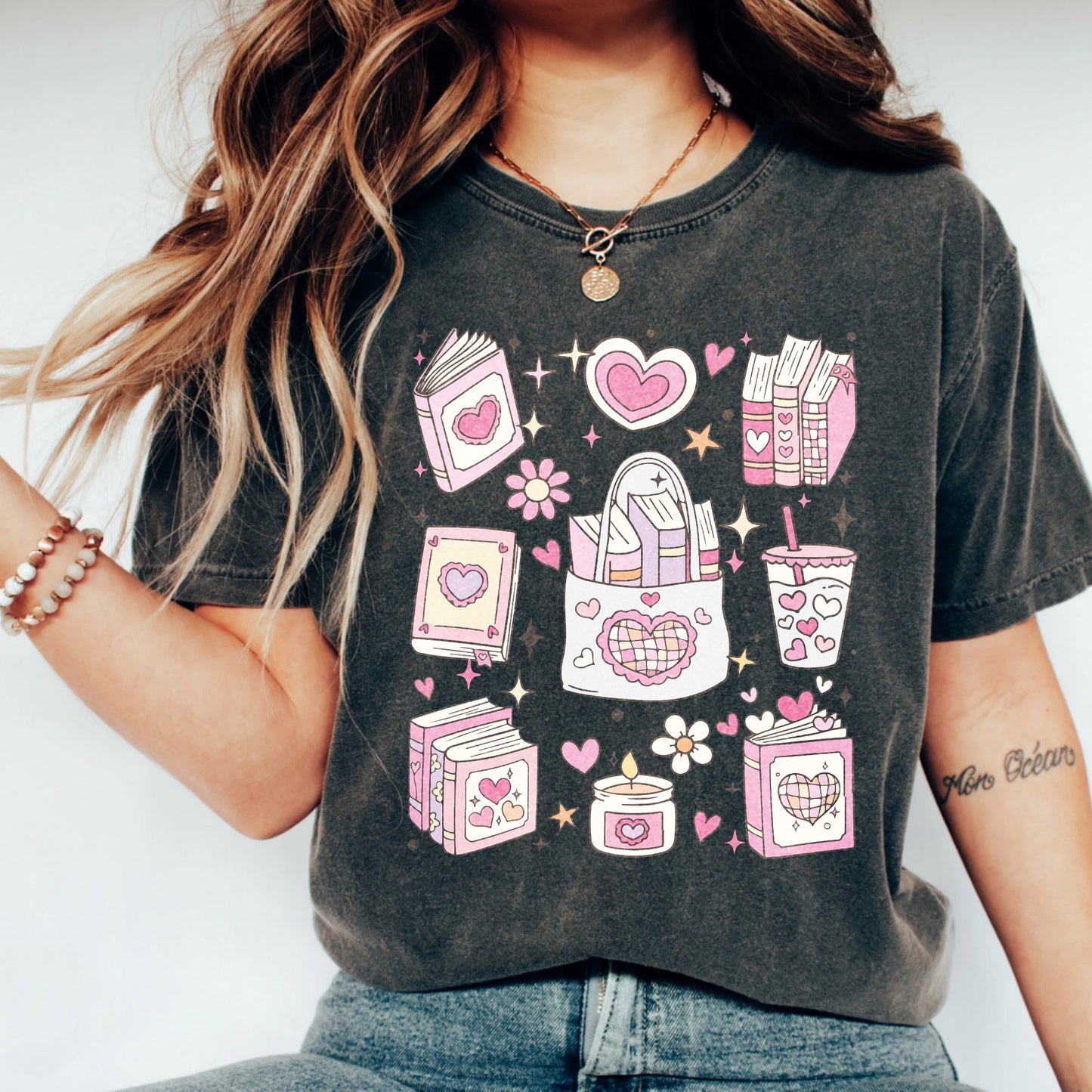 Heart Book Lover Comfort Colors T-Shirt