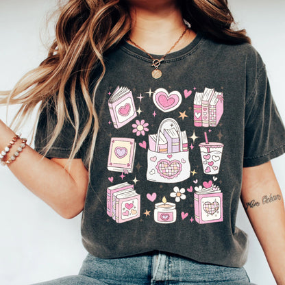 Heart Book Lover Comfort Colors T-Shirt