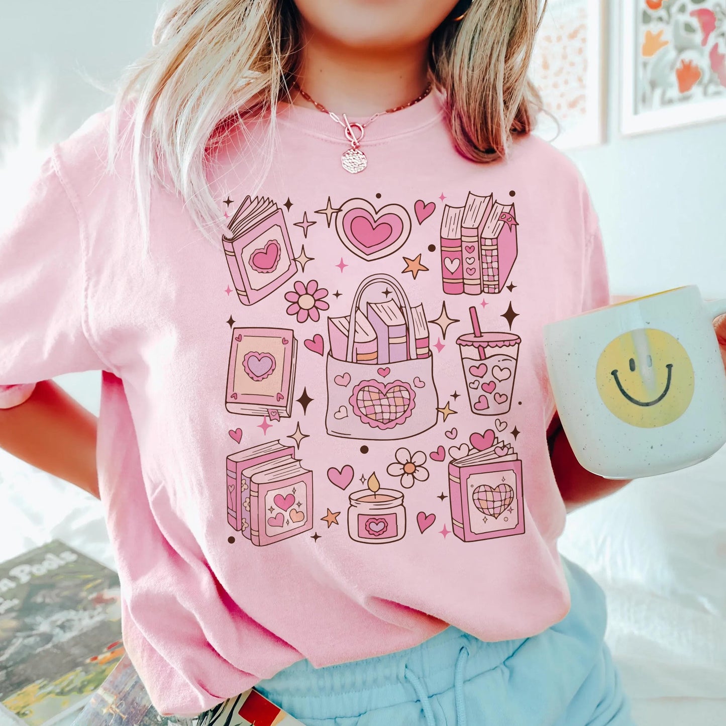 Heart Book Lover Comfort Colors T-Shirt