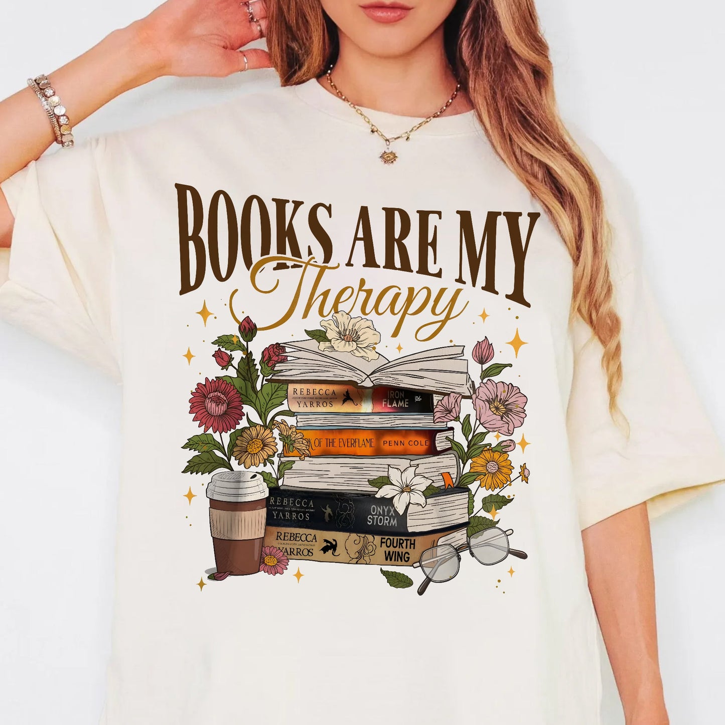 Books Are My Therapy Comfort Colors Graphic Tee