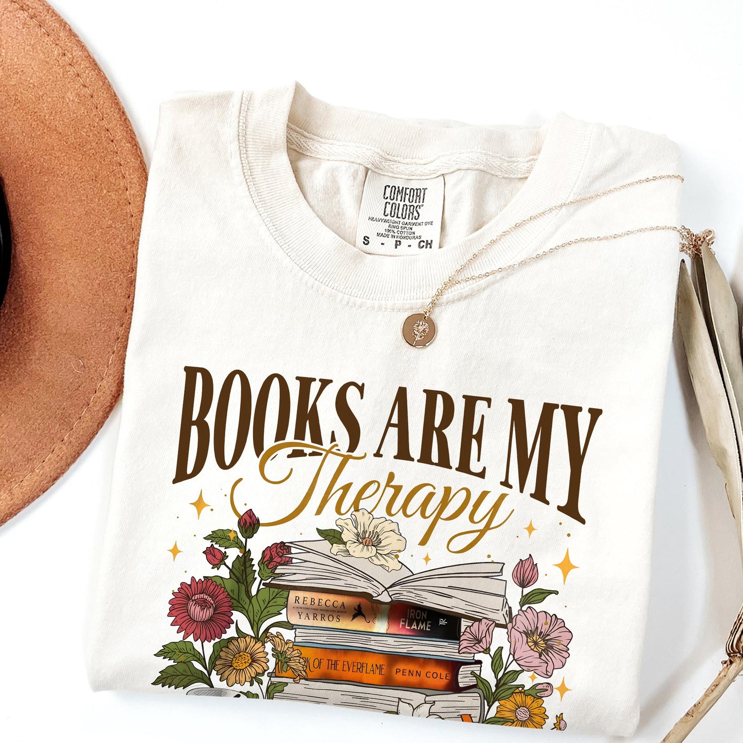 Books Are My Therapy Comfort Colors Graphic Tee