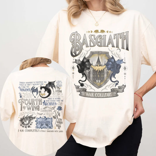 Basgiath Comfort Colors Tee – Fourth Wing Crest & Xaden Quotes