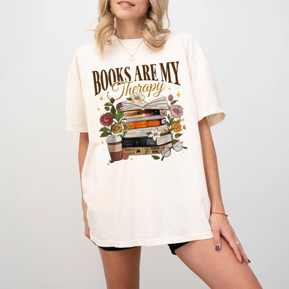 Books Are My Therapy Comfort Colors Graphic Tee