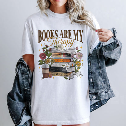 Books Are My Therapy Comfort Colors Graphic Tee