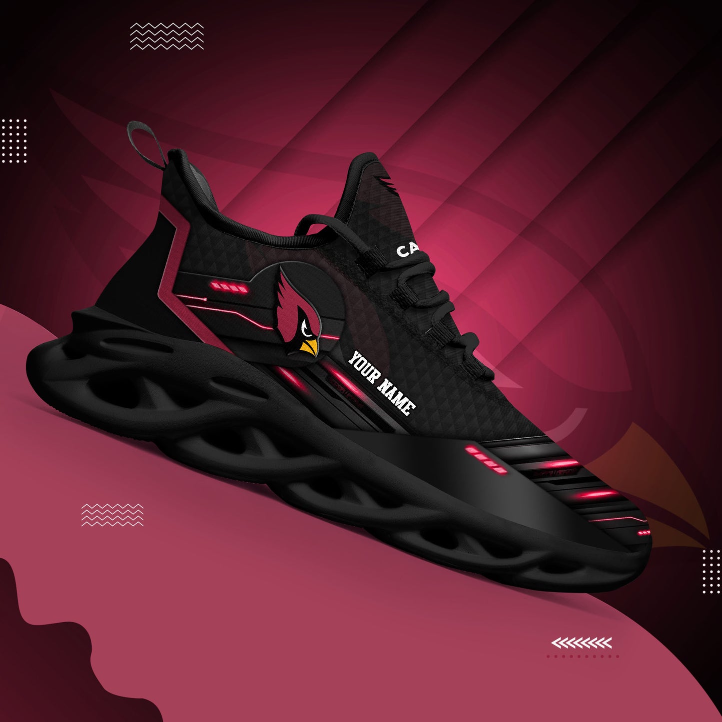 Arizona Cardinals Black Clunky Sneaker Custom Name, Sport Team Shoes, Sport Gifts For Fan ETRG-03311527