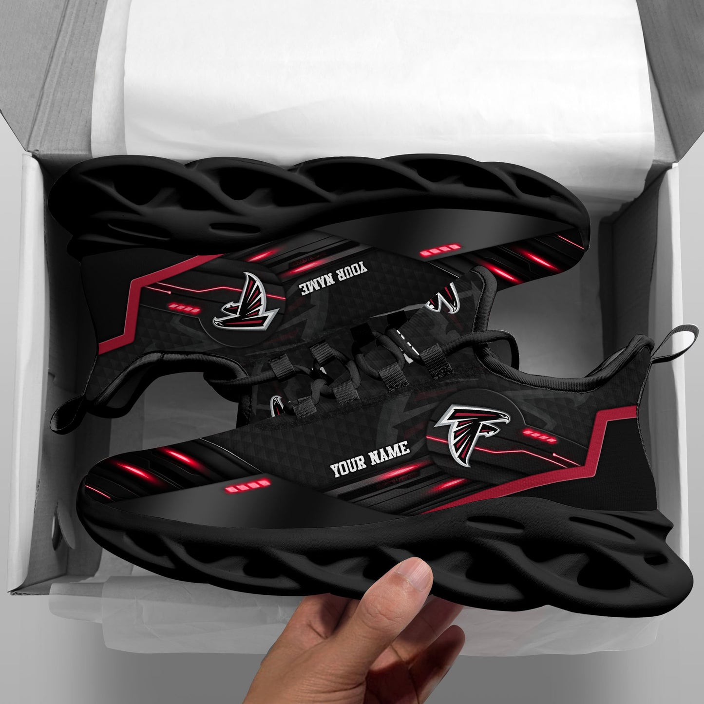 Atlanta Falcons Black Clunky Sneaker Custom Name, Sport Team Shoes, Sport Gifts For Fan ETRG-03311527