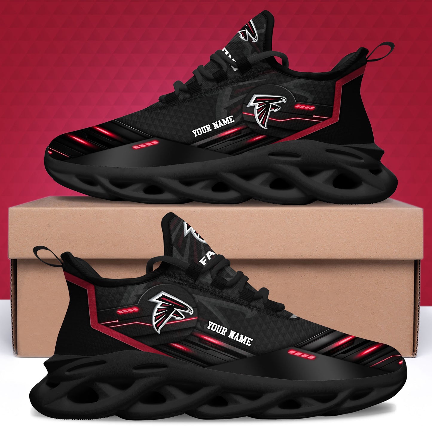 Atlanta Falcons Black Clunky Sneaker Custom Name, Sport Team Shoes, Sport Gifts For Fan ETRG-03311527
