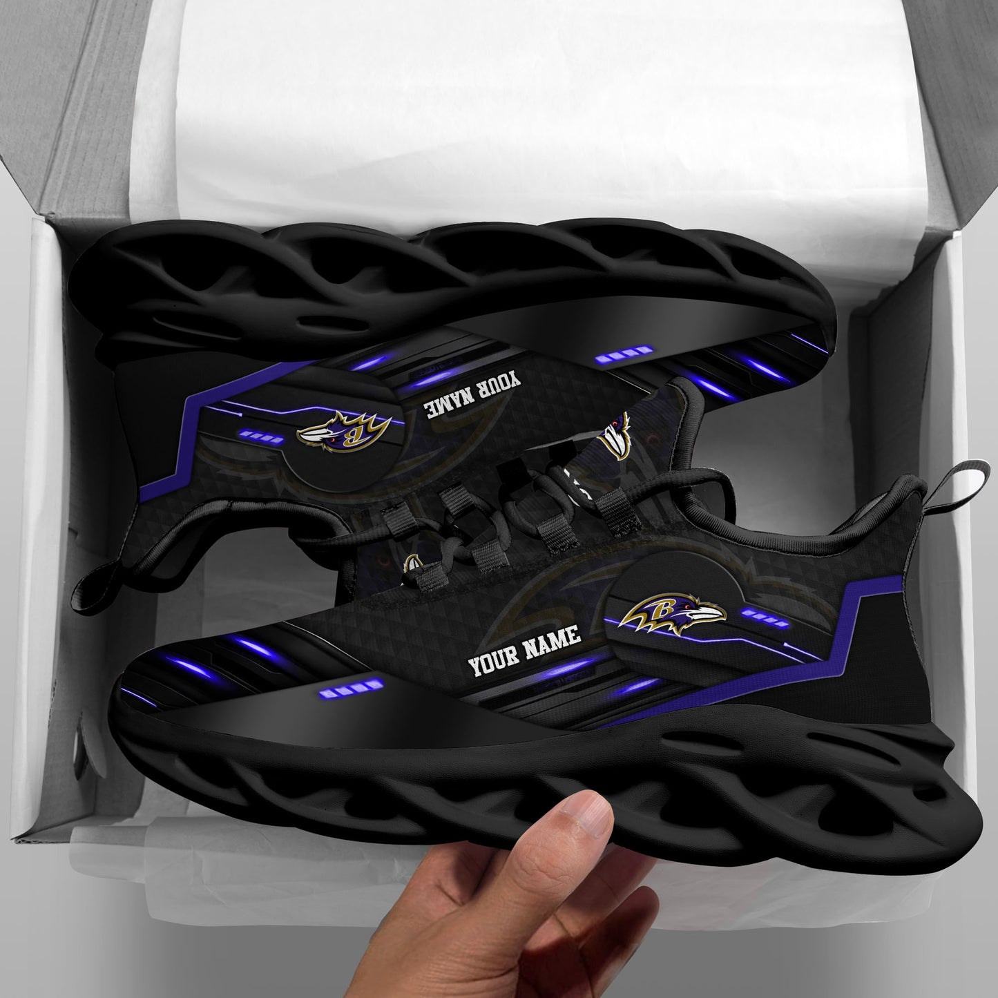 Baltimore Ravens Black Clunky Sneaker Custom Name, Sport Team Shoes, Sport Gifts For Fan ETRG-03311527