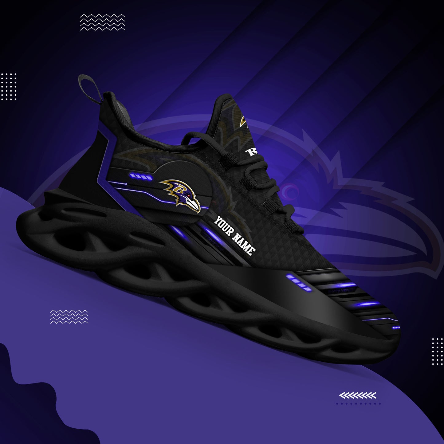 Baltimore Ravens Black Clunky Sneaker Custom Name, Sport Team Shoes, Sport Gifts For Fan ETRG-03311527