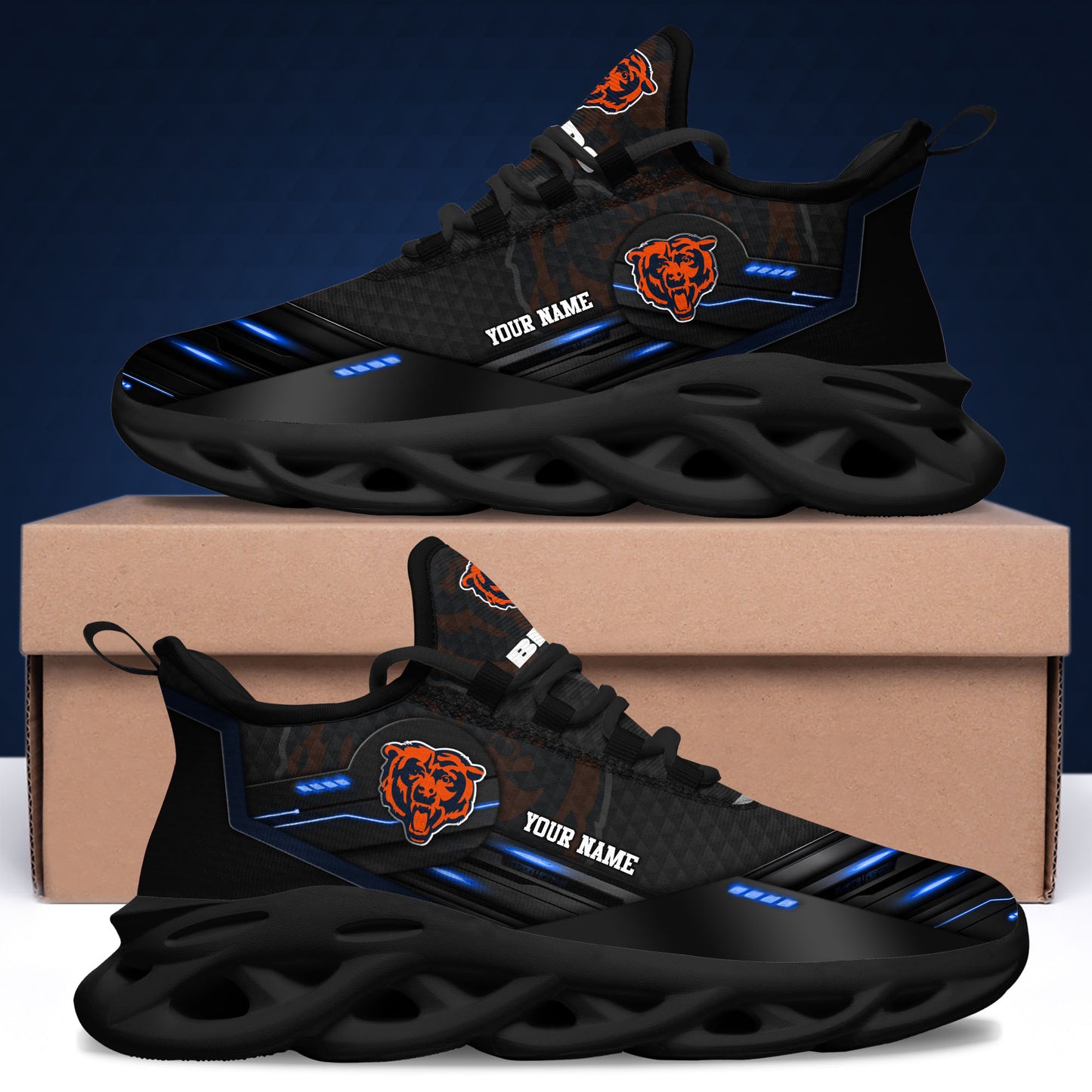 Chicago Bears Black Clunky Sneaker Custom Name, Sport Team Shoes, Sport Gifts For Fan ETRG-03311527