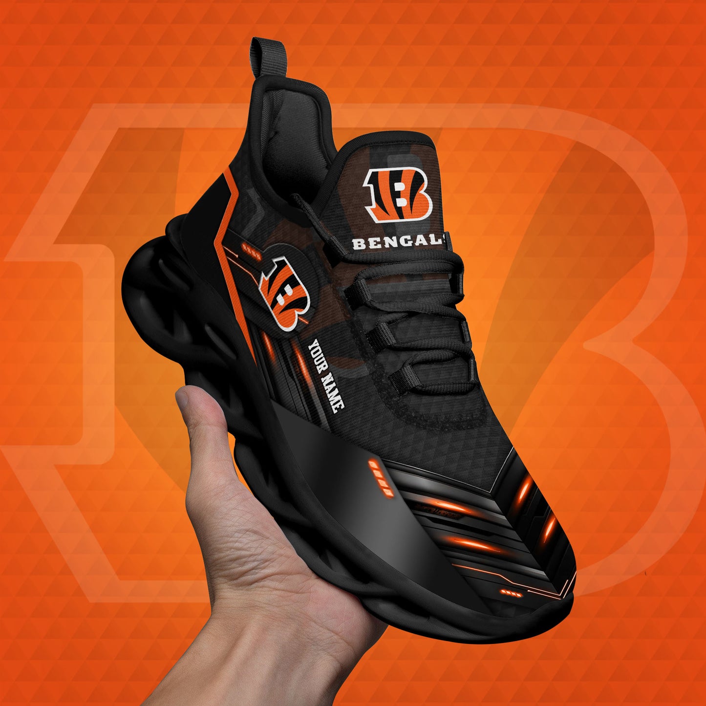 Cincinnati Bengals Black Clunky Sneaker Custom Name, Sport Team Shoes, Sport Gifts For Fan ETRG-03311527