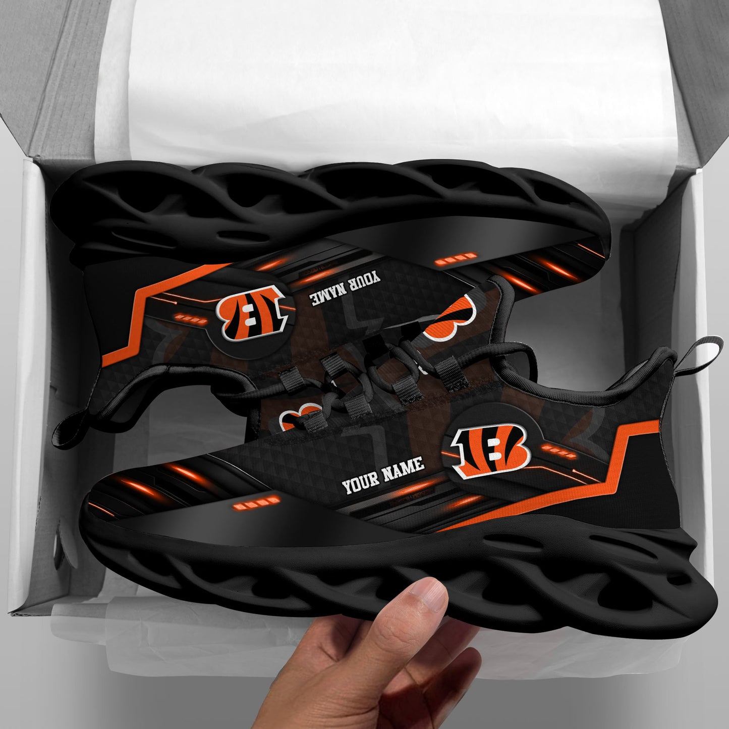 Cincinnati Bengals Black Clunky Sneaker Custom Name, Sport Team Shoes, Sport Gifts For Fan ETRG-03311527
