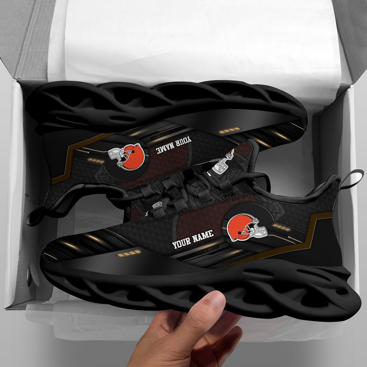 Cleveland Browns Black Clunky Sneaker Custom Name, Sport Team Shoes, Sport Gifts For Fan ETRG-03311527