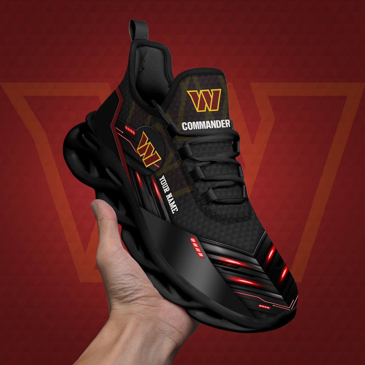 Washington Commanders Black Clunky Sneaker Custom Name, Sport Team Shoes, Sport Gifts For Fan ETRG-03311527