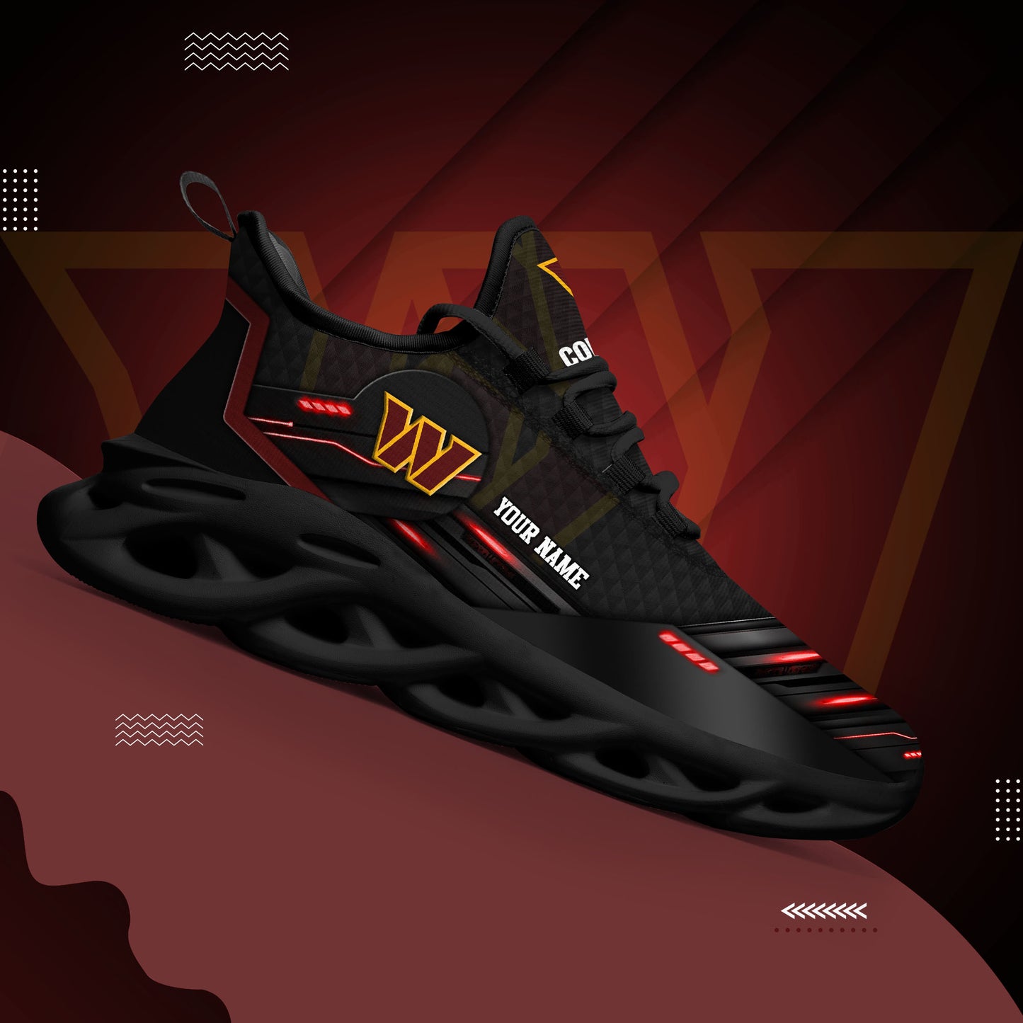 Washington Commanders Black Clunky Sneaker Custom Name, Sport Team Shoes, Sport Gifts For Fan ETRG-03311527