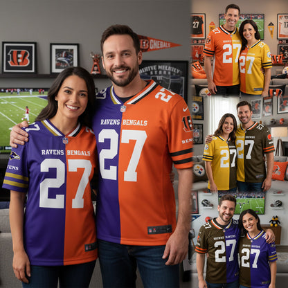 Baltimore Ravens House Divided Vneck Football Jackets Custom Name, Number And Team, Sport Gifts ETRG-09293707