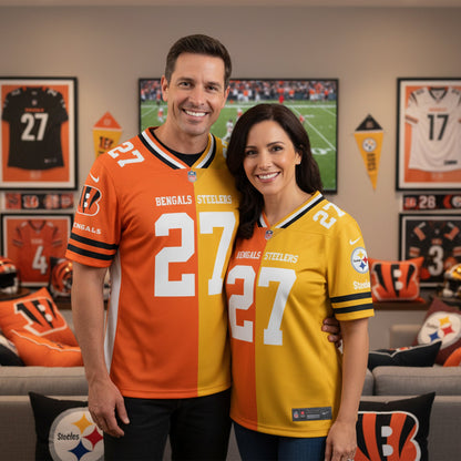 Cincinnati Bengals House Divided Vneck Football Jackets Custom Name, Number And Team, Sport Gifts ETRG-09293707