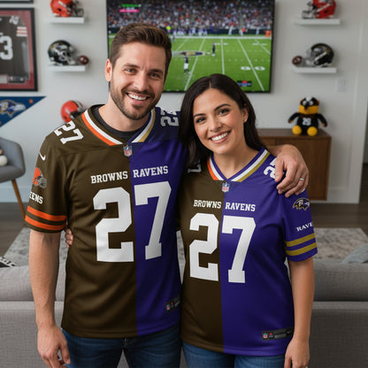 Cleveland Browns House Divided Vneck Football Jackets Custom Name, Number And Team, Sport Gifts ETRG-09293707