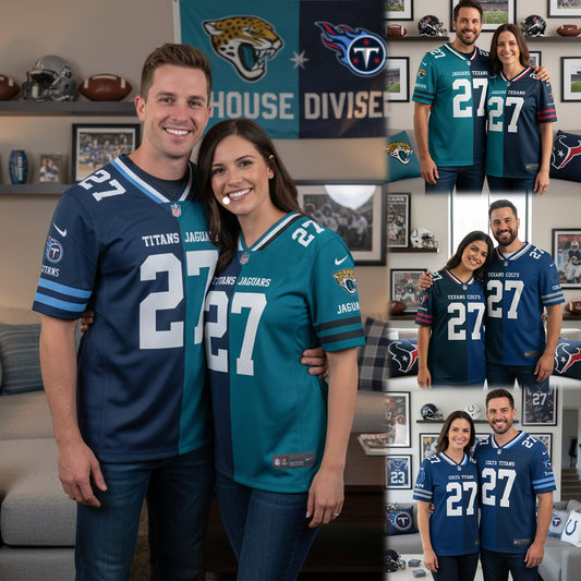 Tennessee Titans House Divided Vneck Football Jersey Custom Name, Number And Team, Sport Jerseys, Sport Gifts ETRG-09293709