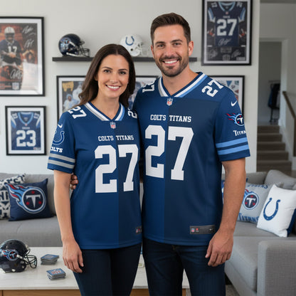 Tennessee Titans House Divided Vneck Football Jersey Custom Name, Number And Team, Sport Jerseys, Sport Gifts ETRG-09293709