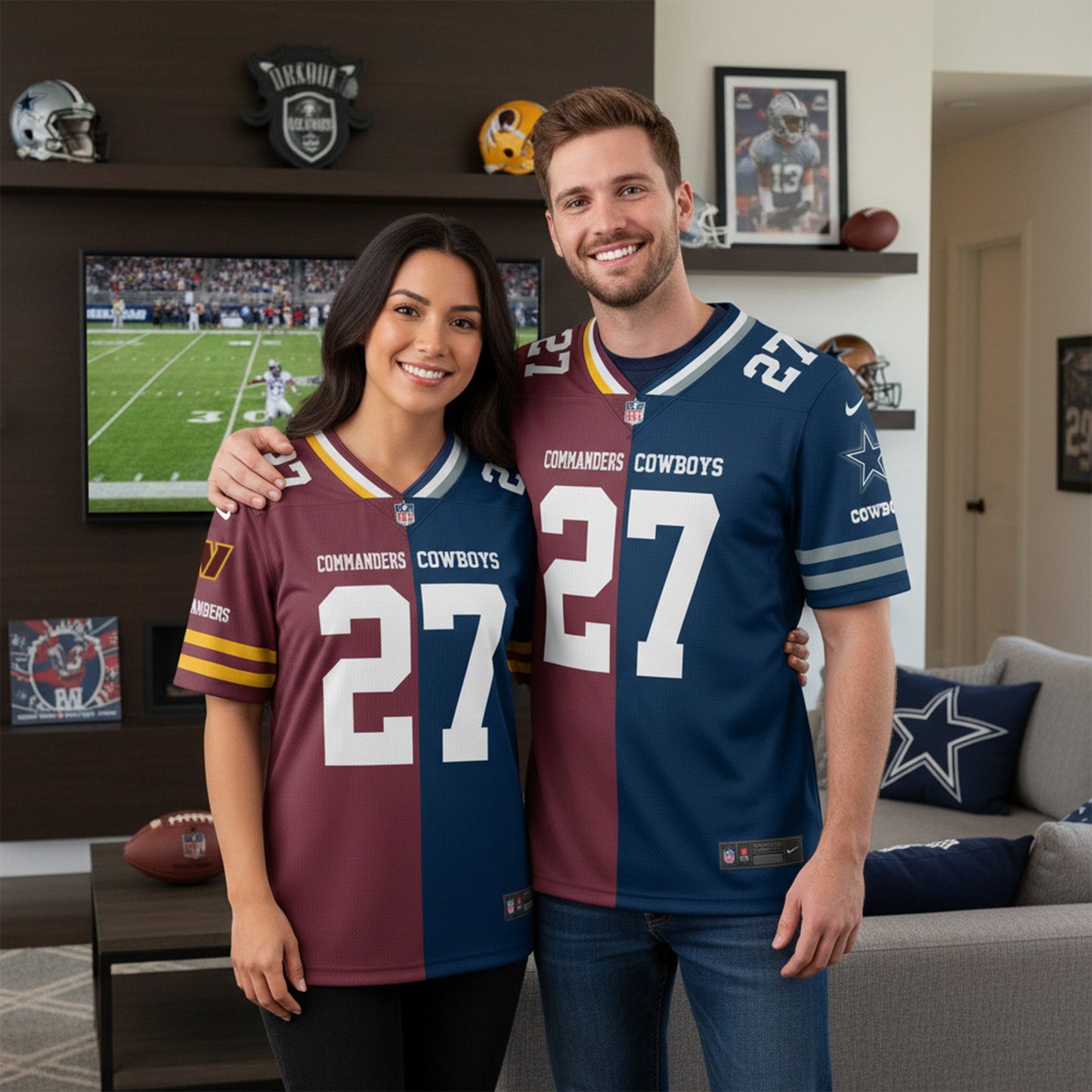 Washington Commanders House Divided Vneck Football Jersey Custom Name, Number And Team, Sport Jerseys, Sport Gifts ETRG-09293712