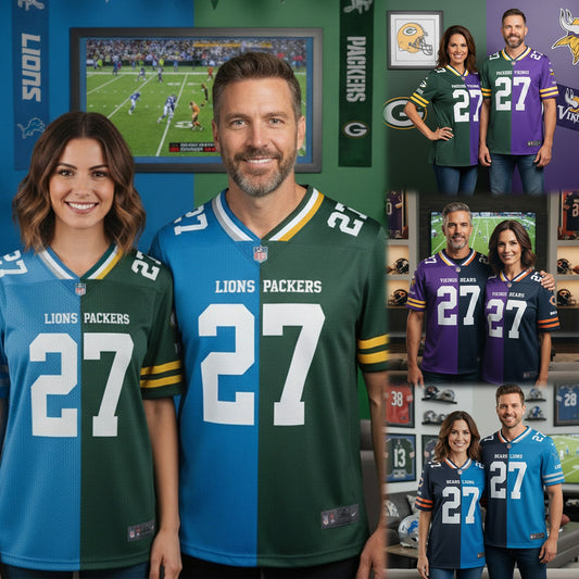 Detroit Lions House Divided Vneck Football Jersey Custom Name, Number And Team, Sport Jerseys, Sport Gifts ETRG-09293713