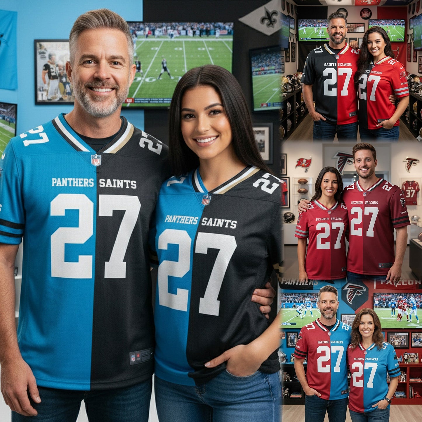 Carolina Panthers House Divided Vneck Football Jersey Custom Name, Number And Team, Sport Jerseys, Sport Gifts ETRG-09293761