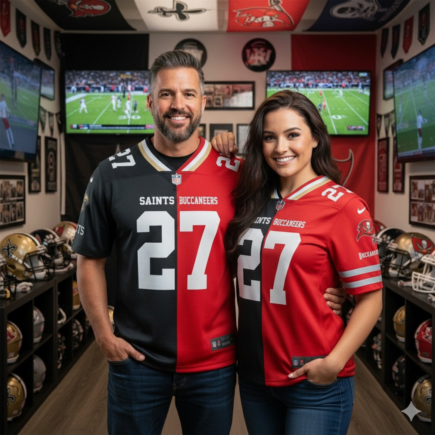 Tampa Bay Buccaneers House Divided Vneck Football Jersey Custom Name, Number And Team, Sport Jerseys, Sport Gifts ETRG-09293761