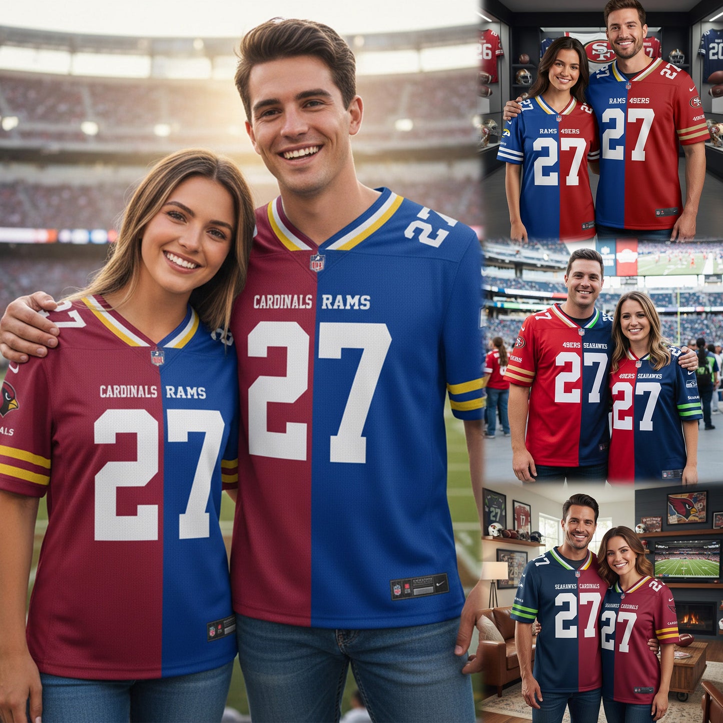 Arizona Cardinals House Divided Vneck Football Jersey Custom Name, Number And Team, Sport Jerseys, Sport Gifts ETRG-09293762