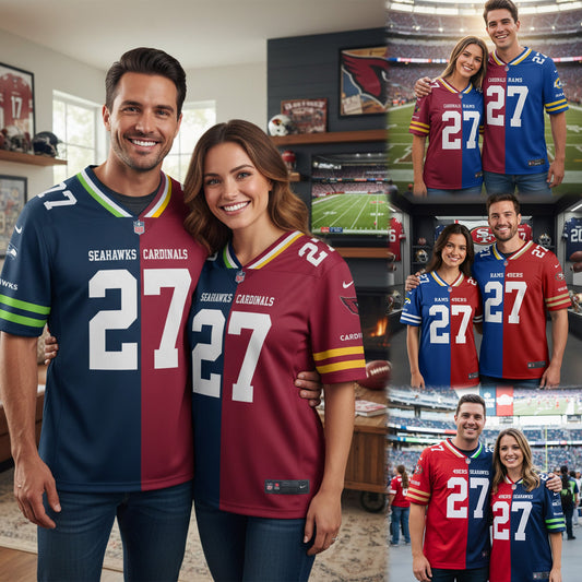 Seattle Seahawks House Divided Vneck Football Jersey Custom Name, Number And Team, Sport Jerseys, Sport Gifts ETRG-09293762
