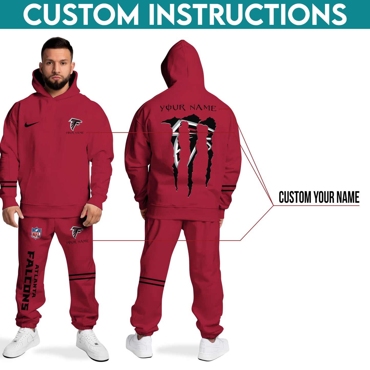 Atlanta Falcons Combo Custom Hoodie And Sweatpants, Gift For Sport Fans ETRG-62589