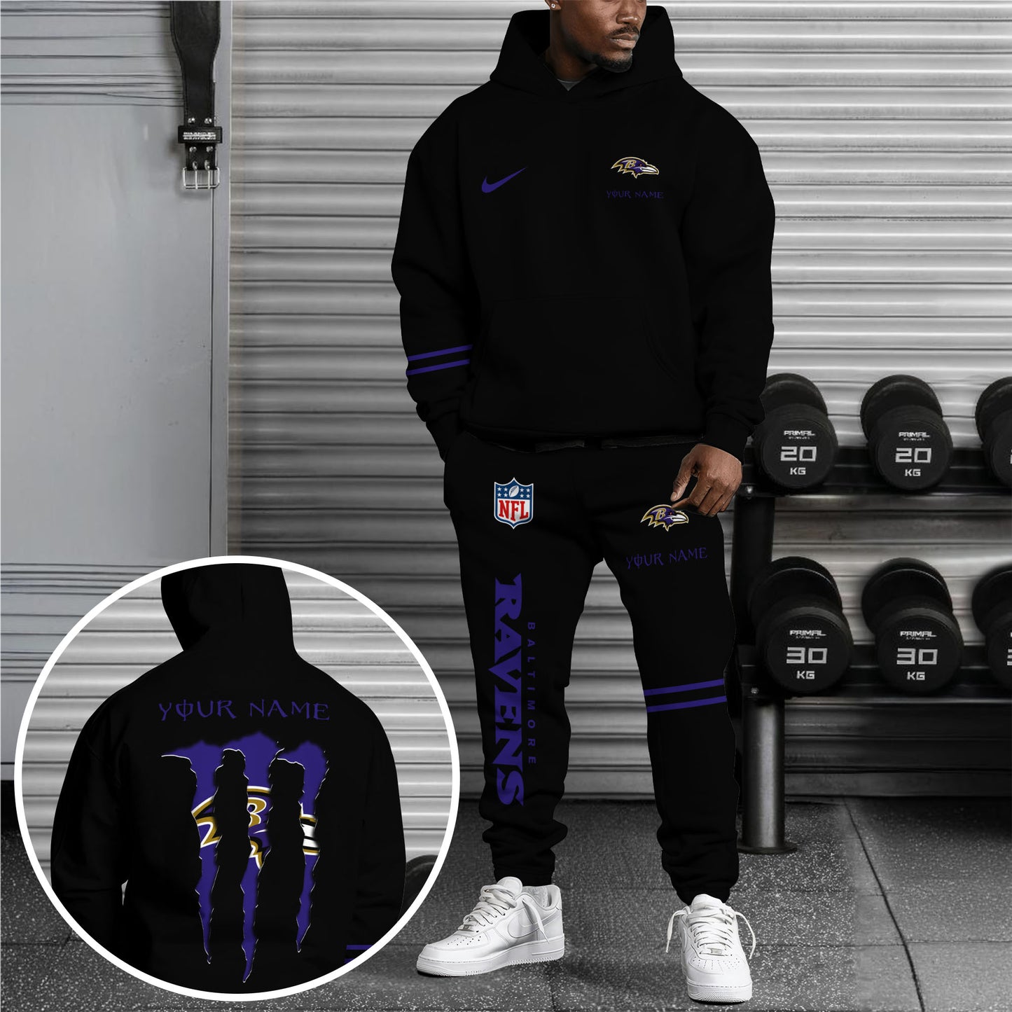 Baltimore Ravens Combo Custom Hoodie And Sweatpants, Gift For Sport Fans ETRG-62589