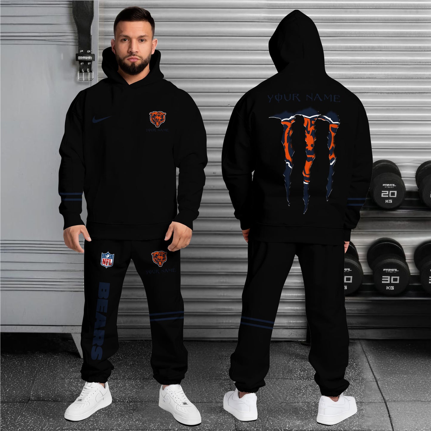 Chicago Bears Combo Custom Hoodie And Sweatpants, Gift For Sport Fans ETRG-62589