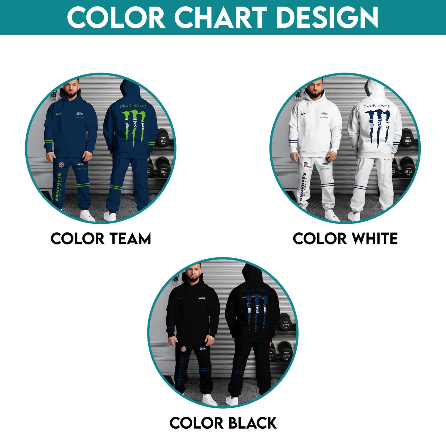 Seattle Seahawks Combo Custom Hoodie And Sweatpants, Gift For Sport Fans ETRG-62589