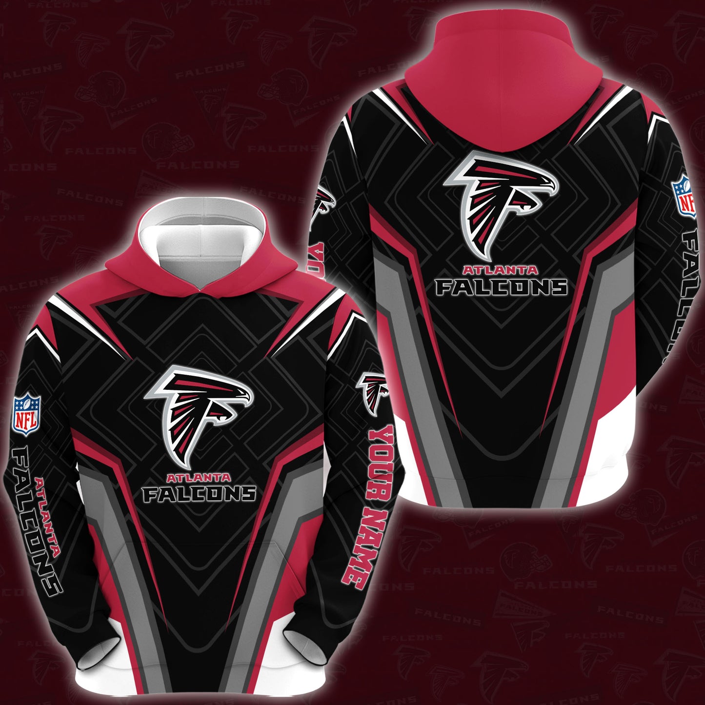 Atlanta Falcons Combo Hoodie And Sweatpants Custom Your Name, Sport Hoodie Sweatpants Set, Sport Gifts For Fans ETRG-62591