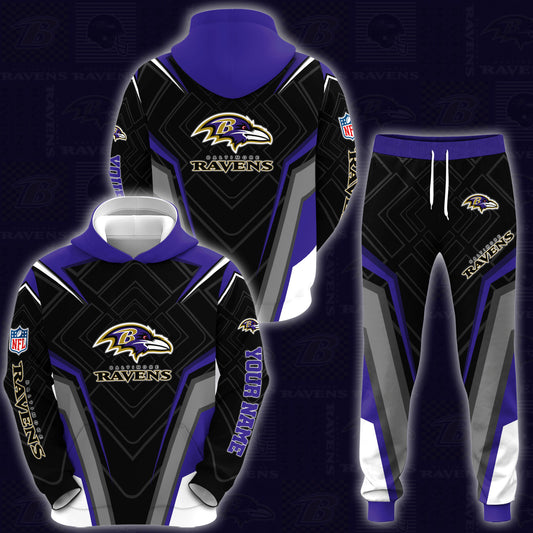Baltimore Ravens Combo Hoodie And Sweatpants Custom Your Name, Sport Hoodie Sweatpants Set, Sport Gifts For Fans ETRG-62591