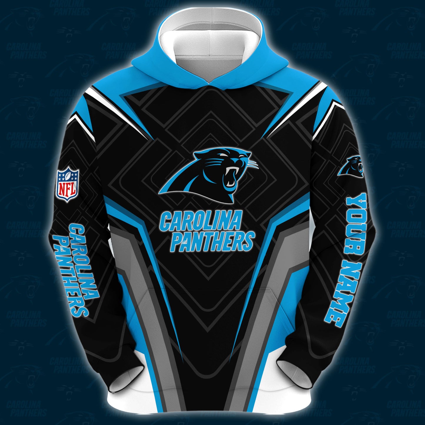 Carolina Panthers Combo Hoodie And Sweatpants Custom Your Name, Sport Hoodie Sweatpants Set, Sport Gifts For Fans ETRG-62591