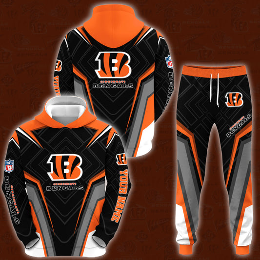 Cincinnati Bengals Combo Hoodie And Sweatpants Custom Your Name, Sport Hoodie Sweatpants Set, Sport Gifts For Fans ETRG-62591