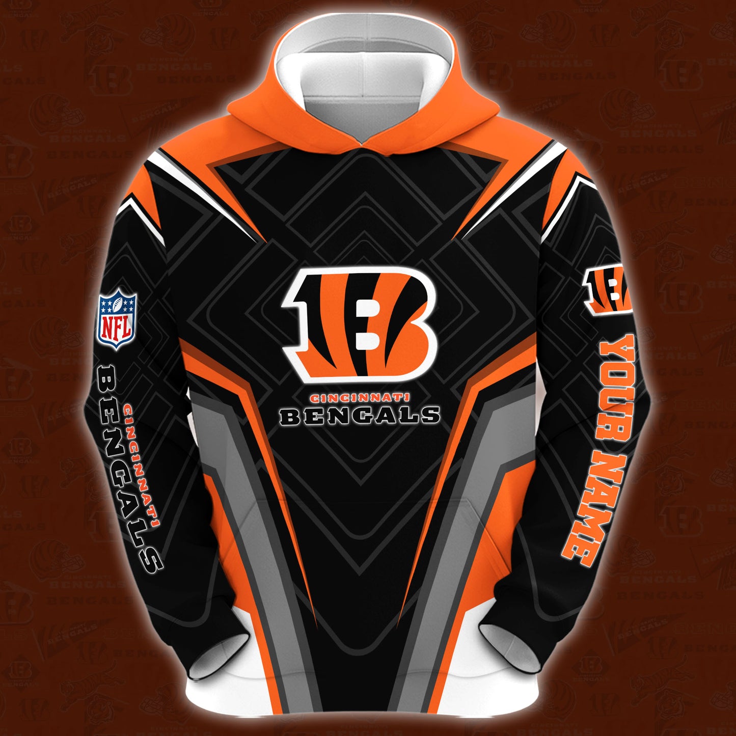 Cincinnati Bengals Combo Hoodie And Sweatpants Custom Your Name, Sport Hoodie Sweatpants Set, Sport Gifts For Fans ETRG-62591