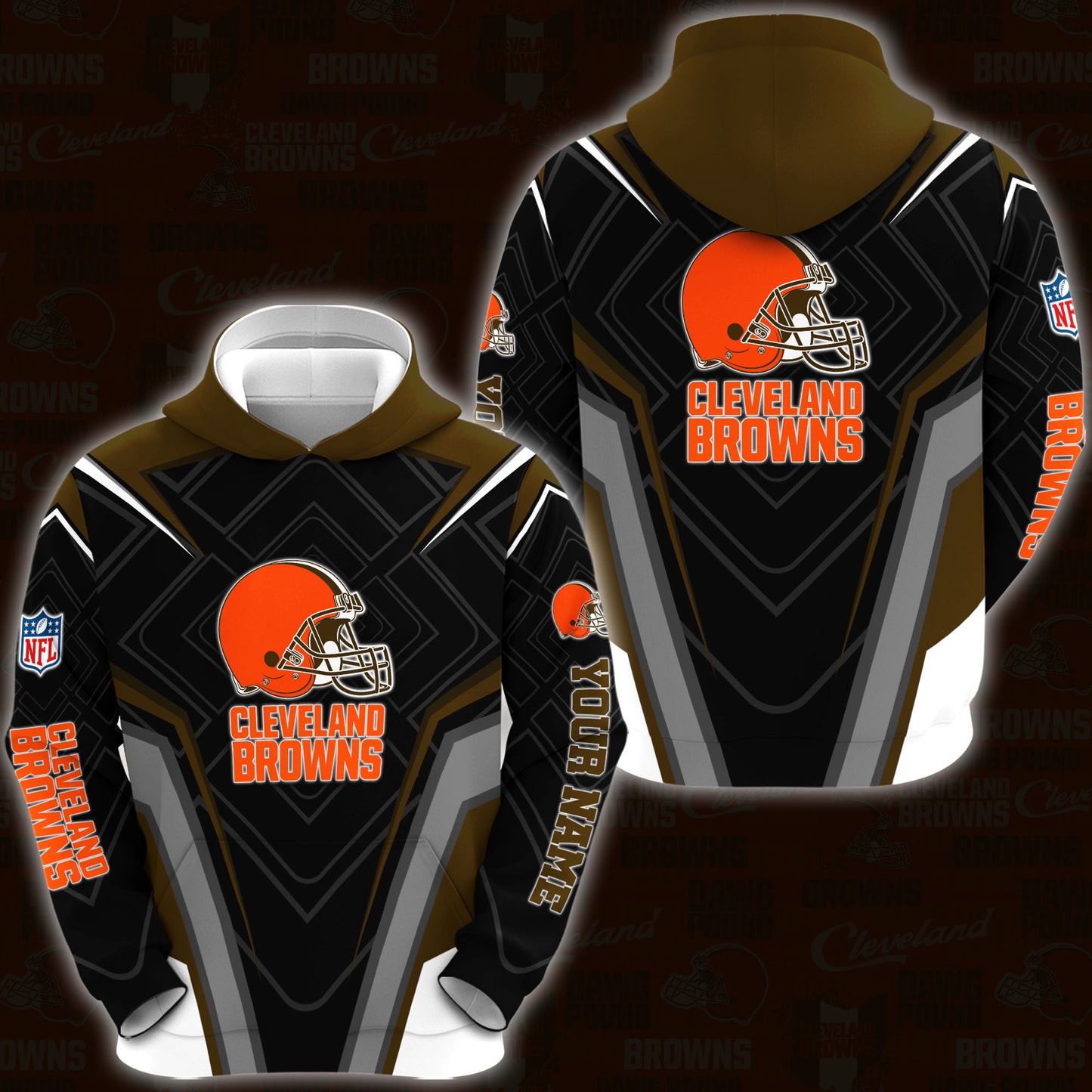 Cleveland Browns Combo Hoodie And Sweatpants Custom Your Name, Sport Hoodie Sweatpants Set, Sport Gifts For Fans ETRG-62591