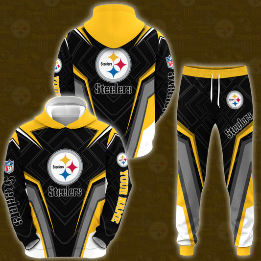 Pittsburgh Steelers Combo Hoodie And Sweatpants Custom Your Name, Sport Hoodie Sweatpants Set, Sport Gifts For Fans ETRG-62591