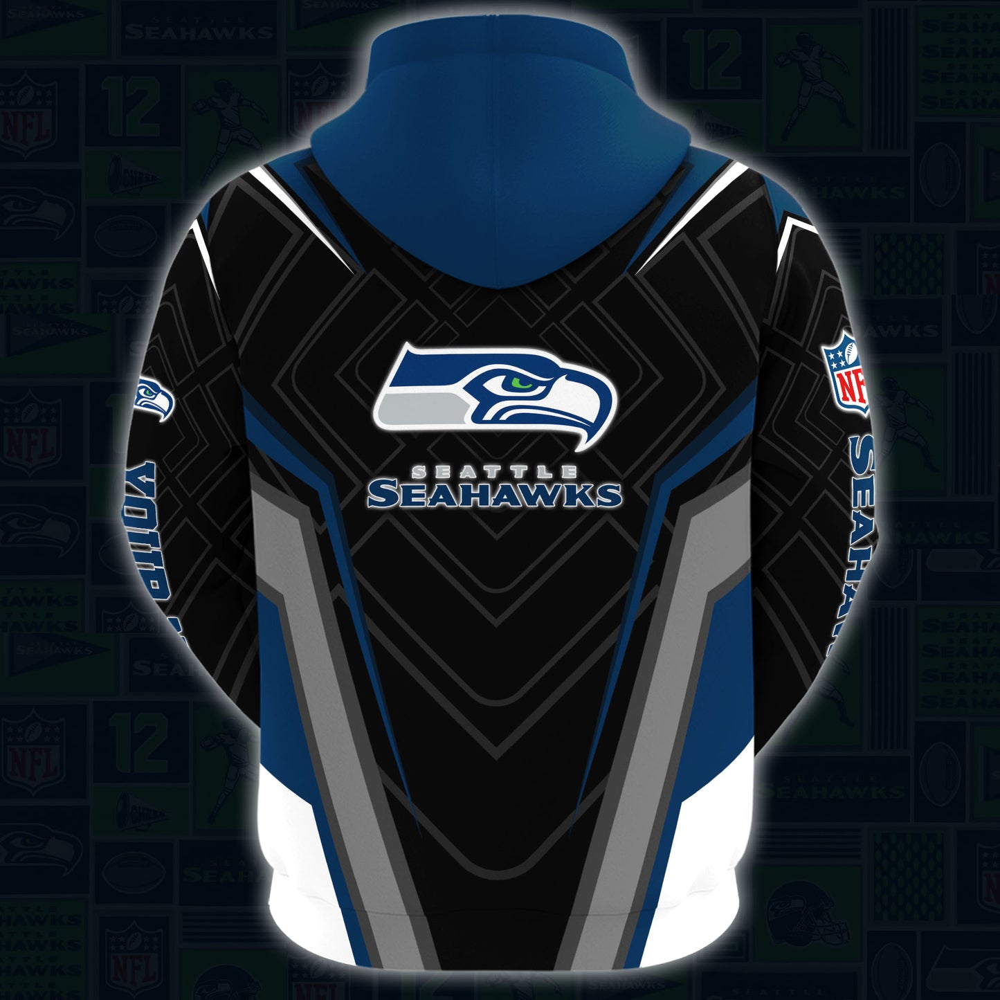 Seattle Seahawks Combo Hoodie And Sweatpants Custom Your Name, Sport Hoodie Sweatpants Set, Sport Gifts For Fans ETRG-62591